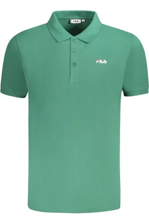 Fila Koszulki, Mężczyzna, Zielony, M, Len, Zielony Polo z Haftem