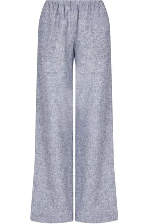 Armani Exchange Spodnie, Kobieta, Szary, M, Bawełna, Len i bawełna Szerokie spodnie