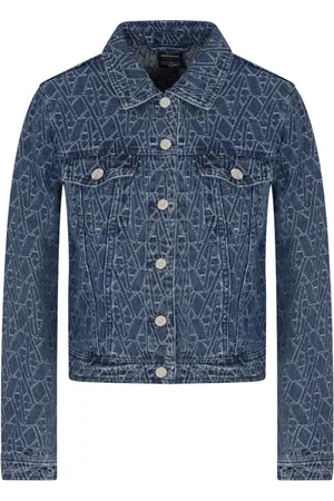 Armani Exchange Kurtki, Kobieta, Niebieski, M, Denim, Denim Logo Płaszcz z Guzikami