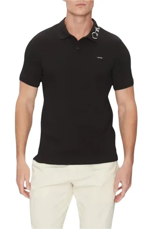 Calvin Klein Koszulki, Mężczyzna, Czarny, XL, Polo z logo na kołnierzu