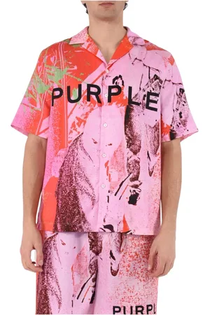 Purple Brand Koszule, Mężczyzna, Wielobarwność, M, Koszula z nadrukiem z lyocellu