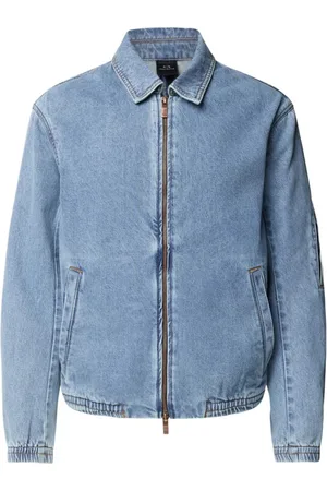 Armani Exchange Kurtki, Mężczyzna, Niebieski, M, Denim, Denimowa Kurtka Skórzana Full Zip