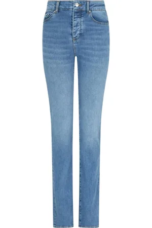 Armani Exchange Jeansy, Kobieta, Niebieski, W28, Jeansyy Slim Fit z Pętlami na Pasek i Logo