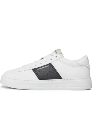 Emporio Armani Buty, Mężczyzna, Biały, 42 1/2 EU, Czarne Sneakersy z Paskiem