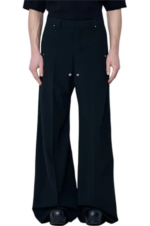 Rick Owens Spodnie, Mężczyzna, Czarny, M, Spodnie wełniane z elementami w kolorze srebrnym