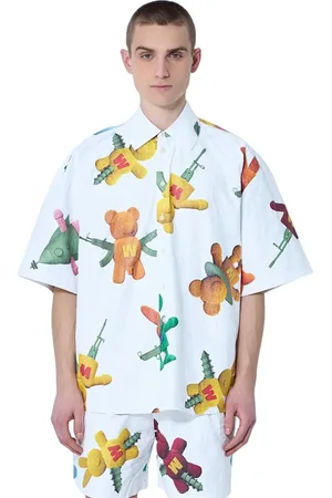 WALTER VAN BEIRENDONCK Koszule, Mężczyzna, Wielobarwność, S, Koszulka z krótkim rękawem z logo misia