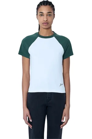 Jacquemus Koszulki, Kobieta, Biały, L, T-shirt z kontrastowym panelem i logo