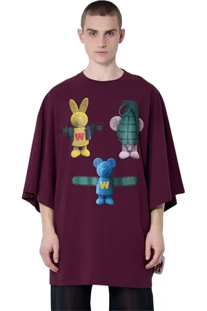 WALTER VAN BEIRENDONCK Koszulki, Mężczyzna, Czerwony, ONE SIZE, Koszulka z logo z bawełnianej dzianiny