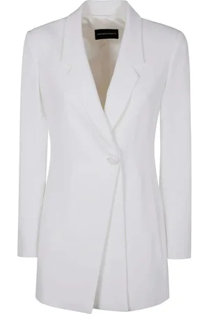 Emporio Armani Kurtki, Kobieta, Biały, 2XS, Satin Revers Kurtka Jedno Guzik Podszewka