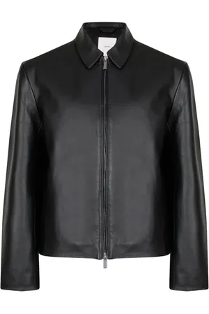 Calvin Klein Kurtki, Mężczyzna, Czarny, M, Czarna skórzana kurtka koszulowa