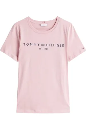 Tommy Hilfiger Koszulki, Kobieta, Różowy, M, Bawełna, T-shirt z nadrukiem logo i okrągłym dekoltem