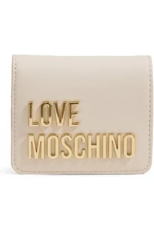 Moschino Akcesoria, Kobieta, Beżowy, ONE SIZE, Len, Kompaktowa Portmonetka Damska z Polietylenu