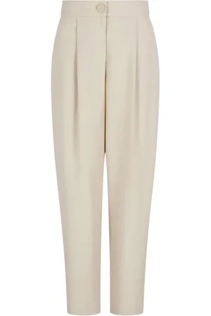 Armani Exchange Spodnie, Kobieta, Beżowy, S, Spodnie z tkaniny twill z plisami zapięcie na guzik