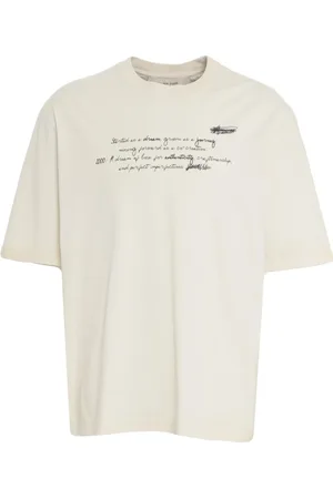 Golden Goose Koszulki, Mężczyzna, Beżowy, XL, Bawełna, T-shirt z prążkowanym kołnierzykiem i logo