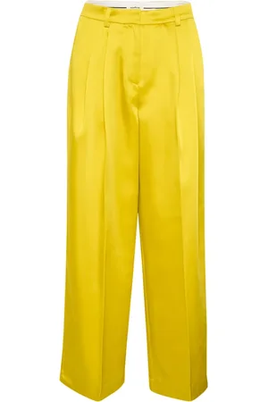 Soaked in Luxury Spodnie, Kobieta, Żółty, XS, Spodnie Snake Eye Wide Leg