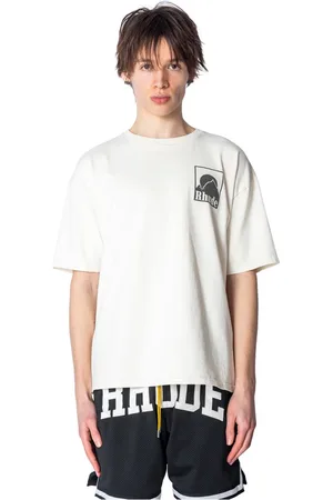 Rhude Koszulki, Mężczyzna, Biały, S, Vintage Moonlight Badge Tee w Białym