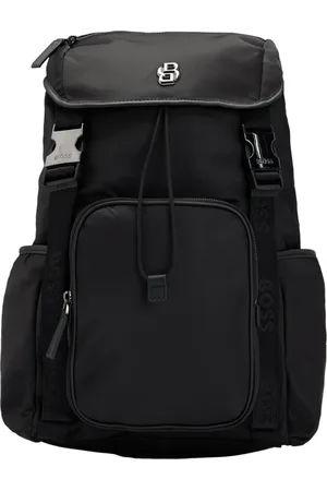 HUGO BOSS Torebki, Mężczyzna, Czarny, ONE SIZE, Skóra, Plecak Icon z Monogramem w Kolorze Czarnym