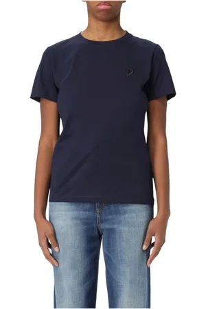Dondup Koszulki, Kobieta, Niebieski, S, Bawełna, Logo Jersey T-shirt Regular Fit