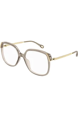Chloé Akcesoria, unisex, brązowy, L, Kwadratowe okulary optyczne w beżu