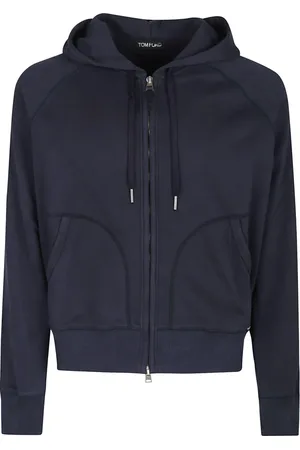 Tom Ford Bluzy, Mężczyzna, Niebieski, M, Stylowy Zip-Up Sweatshirt