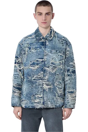 Diesel Kurtki, Mężczyzna, Niebieski, M, Denim, Kurtka z Denimu z Zapięciem na Zamek