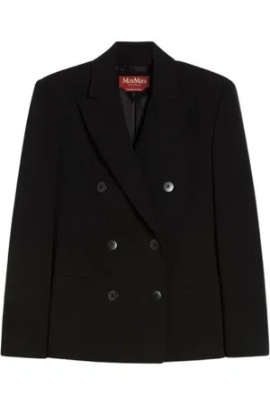 Max Mara Kurtki, Kobieta, Czarny, 2XS, Dwurzędowy blezer z cady o sylwetce klepsydry