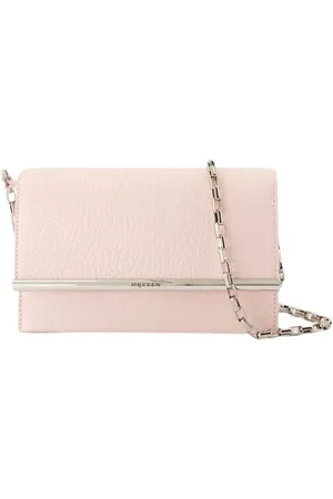 Alexander McQueen Torebki, Kobieta, Różowy, ONE SIZE, Pikowana Skórzana Torebka Cross Bar