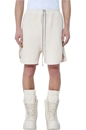 Rick Owens Szorty, Mężczyzna, Beżowy, XL, Szorty z Szorstkiej Bawełny