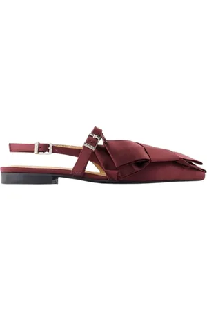 Ganni Buty, Kobieta, Czerwony, 37 EU, Skóra, Burgundy Bow Ballerinas - Skóra Syntetyczna