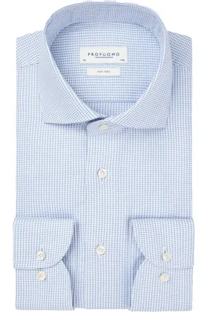 Profuomo Koszule, Mężczyzna, Niebieski, 2XL, Lekka niebieska koszula w kratkę