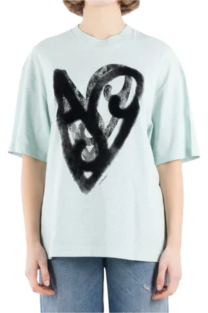 Acne Studios Koszulki, Kobieta, Zielony, S, Zielony T-shirt Cl 0344