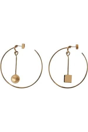 Jacquemus Akcesoria, Kobieta, Żółty, ONE SIZE, Złote Kolczyki Dangle Hoop