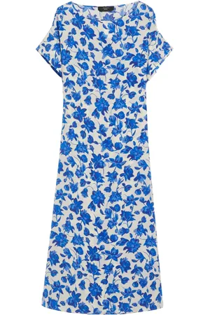 Max Mara Sukienki, Kobieta, Wielobarwność, M, Jedwabna sukienka z krepu de Chine