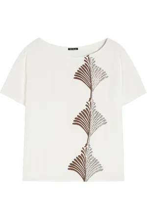 pennyblack Koszulki, Kobieta, Biały, XS, Biała T-shirt z dekoltem w łódkę i kryształkami