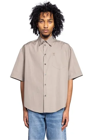 Ami Koszule, Mężczyzna, Szary, M, Boxy Short Sleeve Shirt w kolorze popiołu