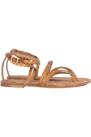 Golden Goose Buty, Kobieta, Beżowy, 40 EU, Płaskie Sandały z Plecionej Skóry Karmel