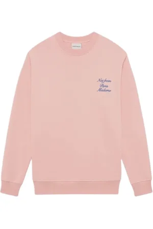 Drôle de Monsieur Bluzy, Mężczyzna, Różowy, XL, Kursywa Slogan Bawełniane Bluzy Bluzy