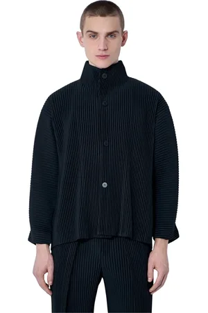 Issey Miyake Kurtki, Mężczyzna, Czarny, XL, Plisowana Kurtka ze stójką