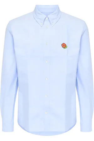 Kenzo Koszule, Mężczyzna, Niebieski, L, Bawełna, Niebieska bawełniana koszula casual w stylu pop