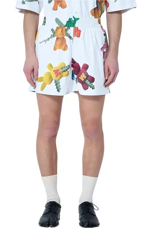 WALTER VAN BEIRENDONCK Szorty, Mężczyzna, Biały, M, Szorty z motywem misia i logo