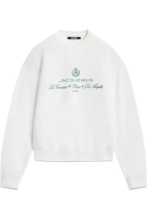 Jacquemus Bluzy, Mężczyzna, Biały, L, Biała Sweter z Haftowanym Logo