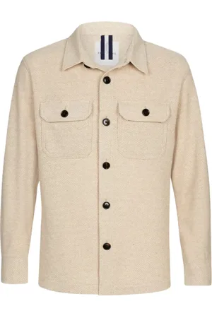 Profuomo Kurtki, Mężczyzna, Beżowy, L, Beżowa Koszula Overshirt Modny Model