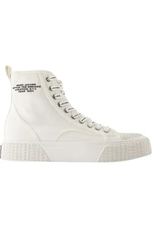 Marc Jacobs Buty, Kobieta, Biały, 41 EU, Białe Wysokie Bawełniane Sneakersy