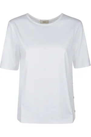 HERNO Koszulki, Kobieta, Biały, XS, Luźny Bawełniany T-shirt