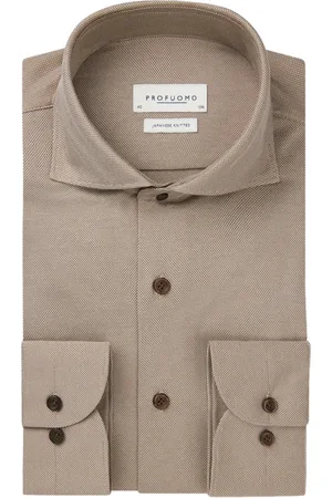 Profuomo Koszule, Mężczyzna, brązowy, 3XL, Brązowa Koszula z Długim Rękawem