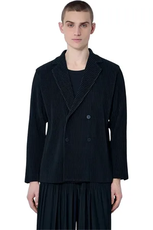 Issey Miyake Kurtki, Mężczyzna, Czarny, M, Plisowany Dwurzędowy Blezer