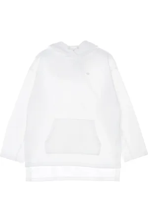adidas Bluzy, Kobieta, Biały, XL, Bawełna, Biała bluza z kapturem i kieszenią kangurką