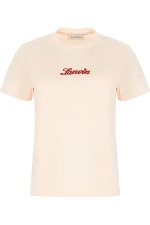 Lanvin Koszulki, Kobieta, Różowy, L, Bawełna, Koszulka z haftowanym logo