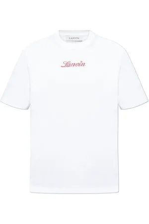 Lanvin Koszulki, Mężczyzna, Biały, S, Bawełna, T-shirt z haftowanym logo