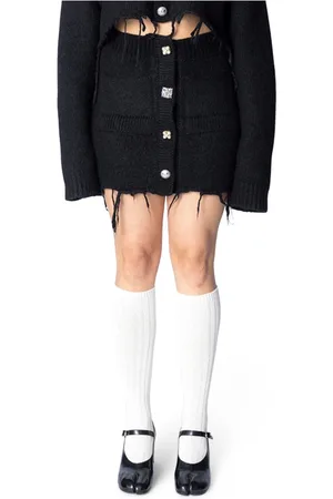 Vetements Spódnice, Kobieta, Czarny, S, Czarny Kardigan z wieloma guzikami Mini spódnica